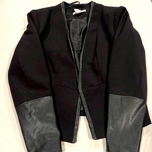 Blazer with leather like sleeves